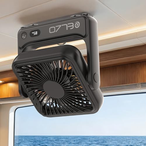 ELZO Magnetic Travel Fan for Cruise Ship Cabin, 5000mAh Rechargeable Portable, 4-Speed Quiet Operation with Hook, Cruise Approved Essentials 2026 for Ceiling & Wall