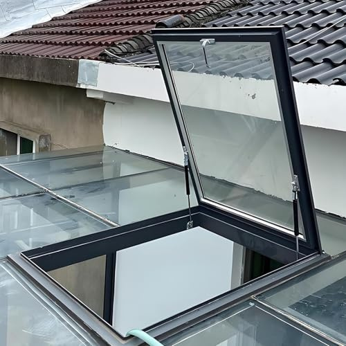 Fenêtre de toit en aluminium pour toits plats 50 x 70 cm Verre de sécurité Idéal pour greniers, sous-sols et vérandas Design écoénergétique