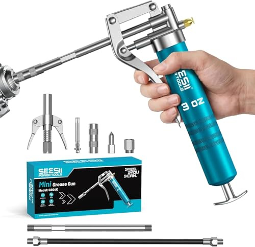 Seesii Mini Engrasadora Manual 85g, 4000 PSI, Válvula de Escape Mejorada