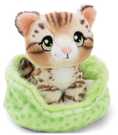 NICI Kuscheltier Bengal Katze getigert 12cm im Körbchen - 63321 | Weiches Stofftier aus Plüsch zum Liebhaben, Knuddeln & Spielen, tolles Plüschtier Geschenk für Kinder & Erwachsene