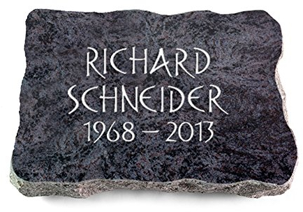 MEMORUM Grabmale Grabplatte, Grabstein, Grabkissen, Urnengrabstein, Liegegrabstein Modell Pure 40 x 30 x 5 cm Orion-Granit, poliert inkl. Gravur (Ohne Ornament)