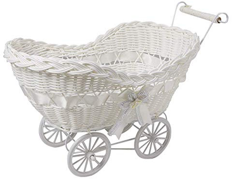 SAFRI® Großer Weidenkorb für Baby-Kinderwagen, Babyparty, Geschenke für Jungen und Mädchen, Weiß