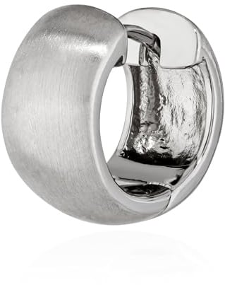NKlaus matte Einzel-Klappcreole aus 925er Sterlingsilber, 14mm | Anlaufgeschützte matte Einzel-Klappcreole aus 925er Sterlingsilber, Stärke: 2,2mm, Gewicht: 2,6g