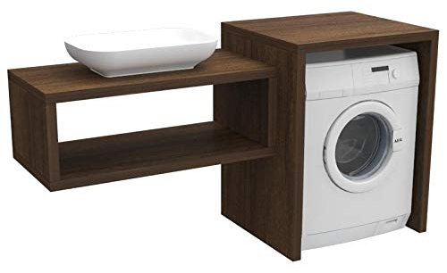 Ve.Ca. - Mobile Bagno Coprilavatrice Stoccolma - Realizzato in Legno - Mensola Lavabo + Copri Lavatrice/Asciugatrice - Anche su Misura - Lavanderia Arredo Bagno - Colore: Wengè
