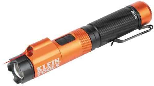 KLEIN TOOLS 56040 Magnetic LED Flashlight, 350 Lumen Rechargeable Flashlight, Twist Focus, Laser Pointer, Hands-Free, USB Charging Cable, for Work and Outdoor