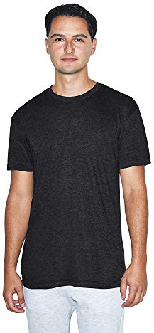 American Apparel unisex adult Tri-blend Crewneck Track Short Sleeve T-shirt - Usa Collection T Shirt, Tri-black, Large US