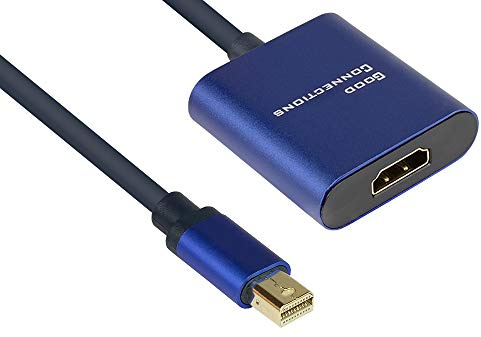 Good Connections® SmartFLEX Mini DisplayPort 1.4 an HDMI 2.0 Adapter - 4K UHD @60Hz RGB / 4:4:4 - KUPFERLEITER, Aluminiumgehäuse - HOCHFLEXIBEL - dunkelblau - 0,2 m / 20 cm