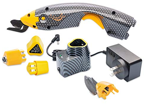 Loboo Idea Forbici elettriche, senza fili, EC-02, con 2 batterie e 2 lame da taglio, per artigianato, cucito, cartone, colore giallo