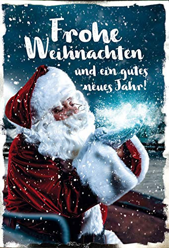 KE - Exklusive Weihnachtskarte mit silberner Folienverzierung, inklusive Umschlag im DIN B6 Format - Festliche Grußkarte für Weihnachten.