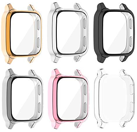 TenCloud Hüllen Kompatibel mit Garmin Venu Sq 2/Venu Sq Hülle, Displayschutzfolie Folie Rundum Schutzhülle Watch Cover Bumper Shell Cover für Venu Sq/Venu Sq Music (6 Farben)