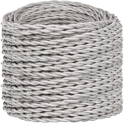 Helunsi 10M Silver Braided Flex Cable for DIY Lamps & Industrial Lights