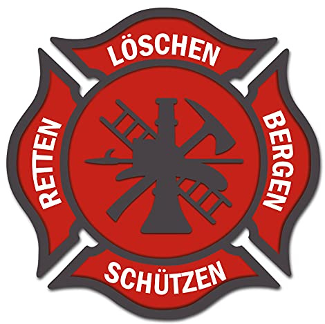 Feuerwehr Aufkleber rot Autoaufkleber Retten Löschen Bergen Schützen Aufkleber für Helm Auto Kfz Sticker selbstklebend waschstraßenfest R136 (Ohne Wunschname, 30cm)