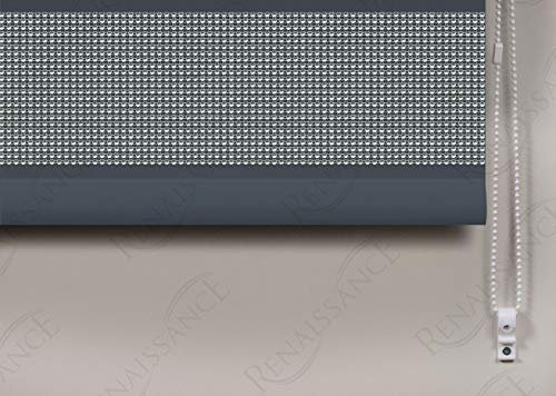 Easy Fit Slate Grey Diamante Straight Bottom Window Roller Blind Drop 160cm (60cm)