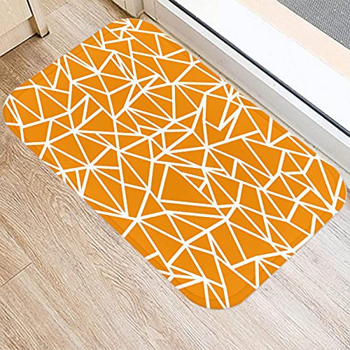 Fußabtreter Orange Geometrisches Muster Kücheneingang Fußmatte Coral Velvet Carpet Rubber Innen Fußmatten Rutschfester Teppich Home Decor Geschenk Rutschfester Teppich 50X80 cm