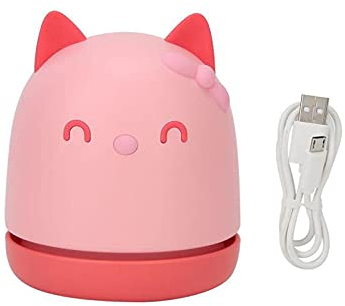 Aspirateur de Bureau Charge USB, Mini Balayeuse de Poussière de Table Économie d'énergie, Gadget de Conception Rotative à 360º Fournitures de Bureau pour Maman, étudiant, Femme,Rose