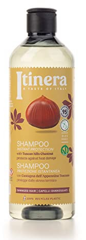Itinera Sofortschutz Shampoo mit toskanischer Kastanie - Pflegende & hitzebeständige Formel zur Stärkung der Haare, 96% natürliche Inhaltsstoffe, fruchtiger Gourmand-Duft (370 ml)