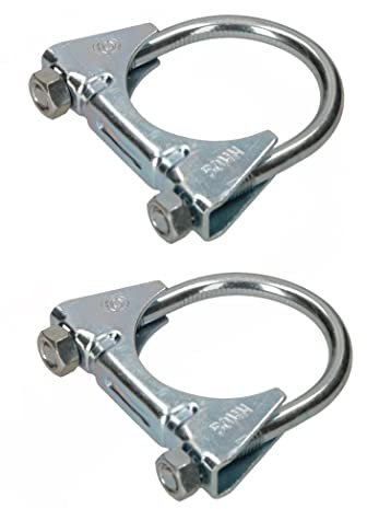KOTARBAU® - Set di 2 morsetti di scarico, morsetti per tubi a U, fascette di scarico per tubi, per il montaggio di antenne, tubi, morsetto universale per raccordi per tubi, 50mm