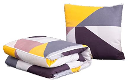 LIYGHFRTIO Transportdecke Und Kissen, 2 In 1 Flugzeugdecke, Premium Soft Couch Pillow Quilt, Tragbares Campingkissen, Warme Quilt Für Ruhe Und Büro(Size:45X45cm (Unfold 120X160cm),Color:B)