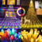 ELKTRY LED lichterkette Weihnachtsbaum mit Fernbedienung, 349 LED lichterkette Außen/Innen 11Modi 9x3.5m wasserdicht Bunt warmweiß, Beleuchtung mit grosser Sterne für Weihnachten Party Garten Balkon