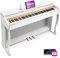 Vangoa Digital Piano, 88 Keys Weighted Home Piano Pack For Beginner Professionals With Furniture Stand, Slide Key Cover, White, By