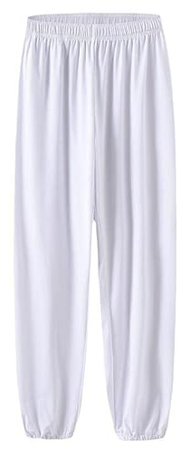 VIRACIN Pantaloni Kung Fu Tai Chi e Wing Chun Bottoms per donne e uomini Pantaloni sportivi leggeri e lisci per arti marziali, bianco-S