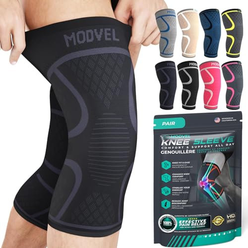 MODVEL 2 rodilleras de compresión para hombres y mujeres, rodilleras para correr, ortopédicas para rotura de menisco, artritis y alivio del malestar articular (XS)