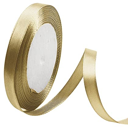 POPOYU 10mm Cinta de Satén Bien,23M Cinta Regalo Oro Champán para Envolver Regalos, Cinta de Lazo, Cinta de Globos, Cinta de Ramo, Cinta de Cumpleaños Regalo, Cinta de Raso para Vestidos de Bodas
