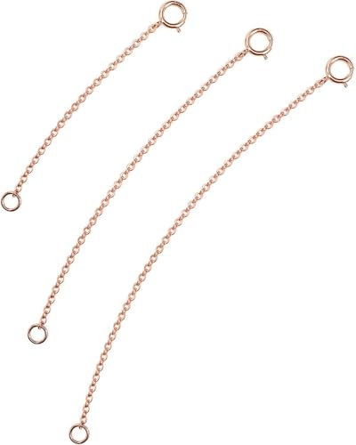 VANBARIS Rose Gold Necklace Extender Rose Gold, 925 Sterling Silver Necklace Extender Chain Bracelet Anklet Jewelry Extension for Women, 3 Piece Set (2, 3, 4 Inches)
