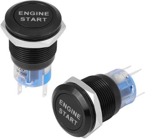 Botón de Arranque del Automóvil de 12 V, Interruptor de Encendido de 19 Mm Botón de Arranque del Motor Botón de Arranque del Motor Interruptor de Llave LED a Prueba de Agua
