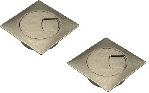 Gedotec Passe-câbles bureau en plastique ABS robuste | 2 passages de câbles carrés de 60 mm | Plaza | Boîte de câble aspect acier inoxydable | Gaine de câble rectangulaire à enfoncer | Passe-câble