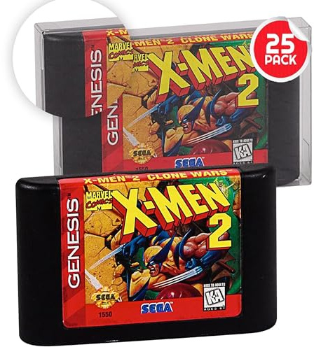 EVORETRO Video Game Case Protector for Sega Genesis Cartridge | 25 Pack | Acid-Free Clear PET | 4.4x1x3in Fit | UV & Scratch-Resistant | Stackable