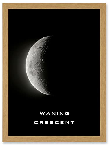 Artery8 Phases of the Moon Astronomy Waning Crescent Lunar Space Poster Artwork Framed Wall Art Print A4