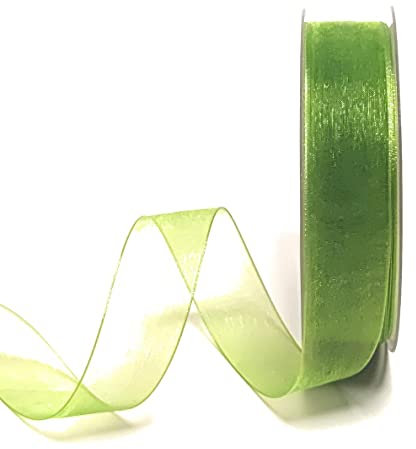 s.dekoda Schleifenband 50m x 25mm Grün - Apfelgrün Organza Chiffon Geschenkband Organzaband [1350-210]