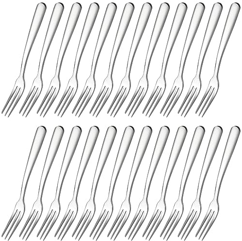 24 Pieces Mini Dessert Forks 4.9 Stainless Steel Set Small Forks for Dessert Salad Fruits Tasting Flatware (TDF24)