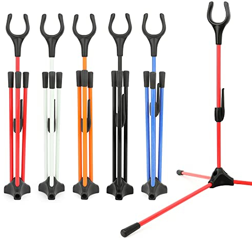 SHARROW Bogenschießen Bogenständer für Recurvebogen Tragbare Faltbare Bogen Halter Seitenständer Recurve Bogen Ständer für die Jagd Schießen im Freien (Rot)
