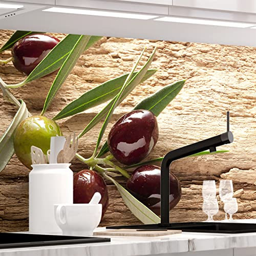 Stickerprofis Küchenrückwand Matt selbstklebend - OLIVEN - 0.5mm versteifte PET Folie, zuschneidbar, Spritzschutz PRO 60 x 340cm