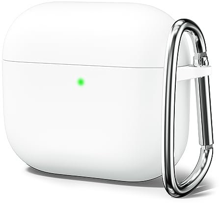 Oakxco für Airpods 3 Hülle Silikon Bunt Matt Glatt Dünn Weich Gummi Airpods 3 Generation Case, Mädchen Einfarbig Hart Plastik Slim TPU Aesthetic Silikonhülle mit Karabiner, Weiß Weiss