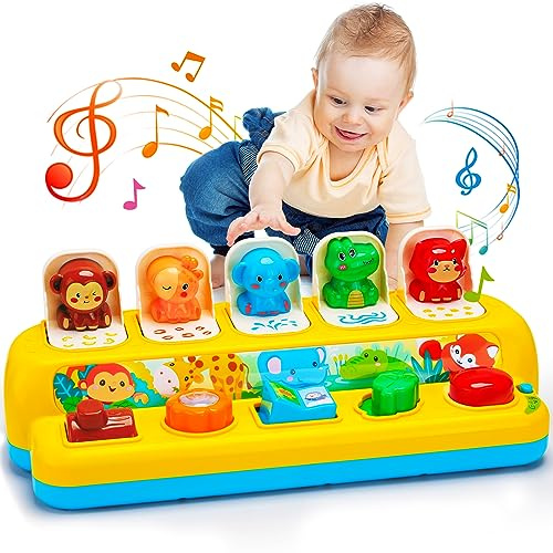 Baby Pop Up Toys with Music & Light Montessori Toys for 1 Year Old Boy Girl