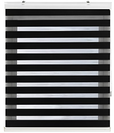 Decorblind Store Enrouleur Jour Nuit avec Galerie Montage Mural ou Plafond 100 x 180 cm (l x L), Tissu, 97 x 175 cm, Noir, pour Fenêtre