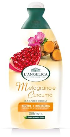 L'Angelica Officinalis, Bagnodoccia Melograno e Curcuma, Nutre e Rigenera, Pelle Naturalmente Luminosa e Profumata, Senza Parabeni, Siliconi e OGM, 500ml
