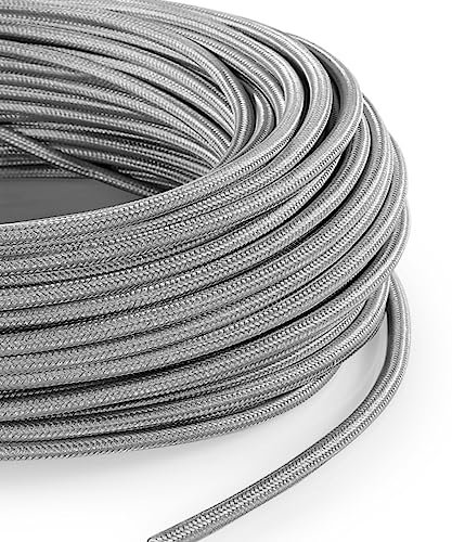 DRESS-Cavo Elettrico Tondo Rivestito In Tessuto 2x0,75 4mt. Argento
