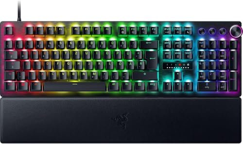 Razer Huntsman V3 Pro - Analoges optisches E-Sport-Tastatur - Snap Tap - Rapid Trigger - Schnellfeuer-Modus - Multifunktionaler Drehregler - Doubleshot-PBT-Tasten - QWERTZ DE-Layout | Schwarz