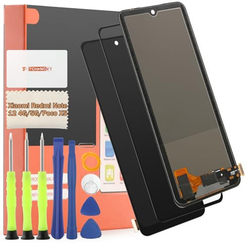 TGHongKy Pantalla Táctil LCD para Xiaomi Redmi Note 12 4G 5G Pantalla Reemplazo para Xiaomi Poco X5 Pantalla Táctil Digitalizador Asamblea con Herramientas de Reparación - [Negro]