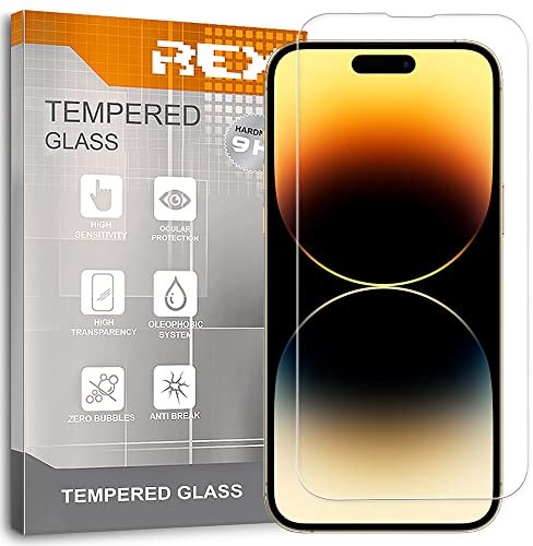 REY 2X Protector Pantalla para iPhone 14 Pro MAX (6,7), Cristal Vidrio Templado Premium