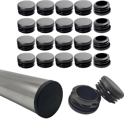 Mcoser Runde Kunststoff-Endkappen, 35 mm, schwarze Innenstopfen, runde Kunststoffstopfen, Endkappen für Tische, Schreibtische, Stühle, Bett, 20 Stück
