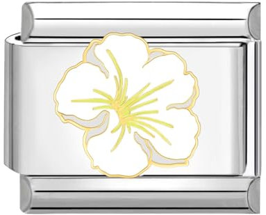 papasgix Italian Charms Module Blumen für 9mm Italian Charm Bracelet DIY Italian Style Charms für Damen Abnehmbar Italienisches Charm Armband Zubehör Mädchen Junge Geschenk(Weiß Lilie)