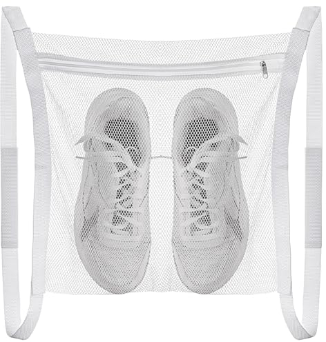 GEEHUA Borsa per scarpe lavatrice, sacchetto per scarpe per lavatrice, sneaker, biancheria a rete asciutta, grande Honey Comber, tasche a rete con chiusura lampo e cinghie, per asciugatrice