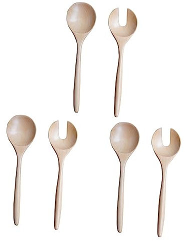 Cabilock 3 Sets 2 Stück Salat Holzlöffel Holzlöffel Und Für Salat Glatter Löffel Und Für Salat
