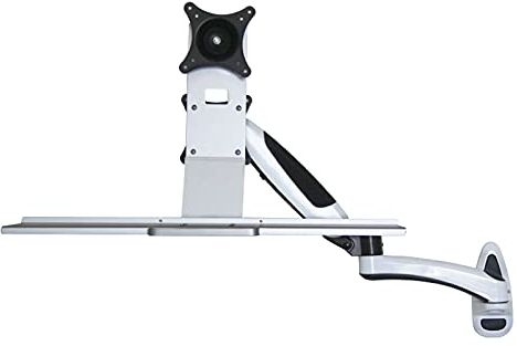 Monitor-Arm Wall-mounted Single Monitor Stand 15-27Monitor Mount Stand with Keyboard Tray Adjustable Monitor Mount, VESA Mount 75/100mm, Holds Up to 17.6lbs Monitor Holder Support