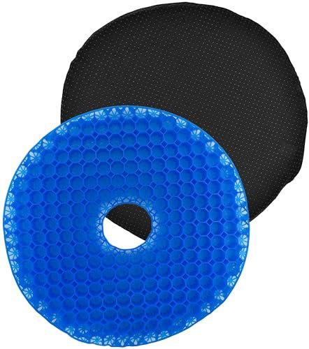 Gelkissen mit kühlender Gel-Schicht, Donut-Kissen für Steißbeinschmerzen, Autokissen, Sitzkissen rutschfest, orthopädisch, Gesäßkissen für Hämorrhoiden, atmungsaktives orthopädisches Sitzkissen